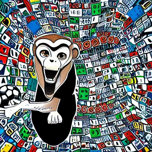 , monkey, FIFA cup, Cartoon, Trippy