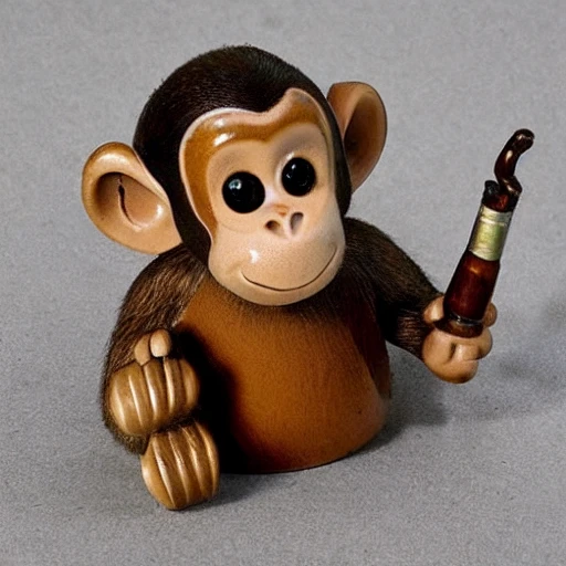   monkey, vintage, detective, tobacco pipe