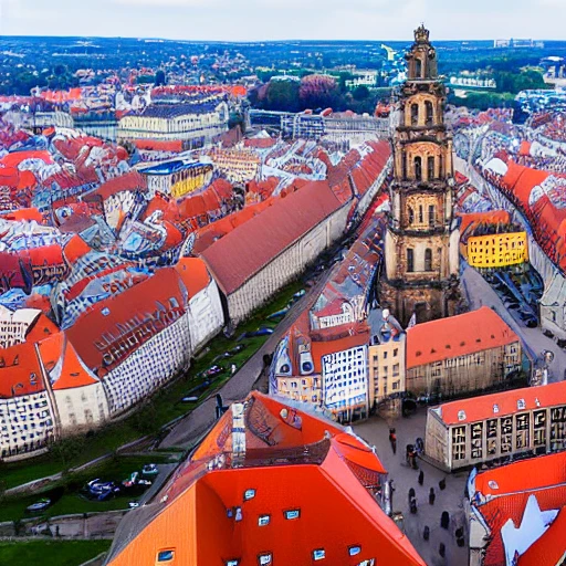 aerual view of the city of dresden oldtown