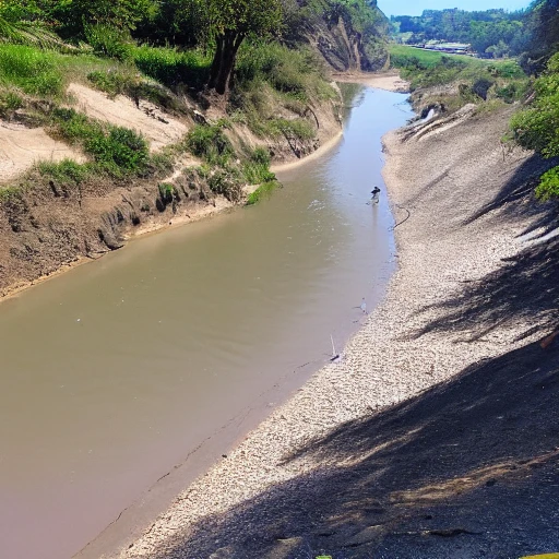 road and one side beach and one side river