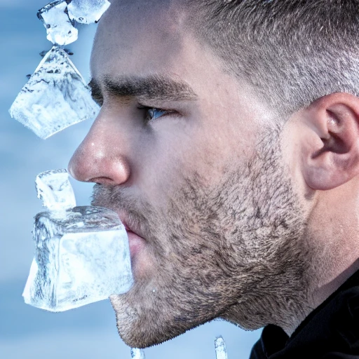 MEN FACE WITH ICE