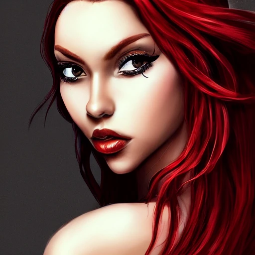 beatiful black woman portrait, red hair, high detailed, wings, realistic, artstation