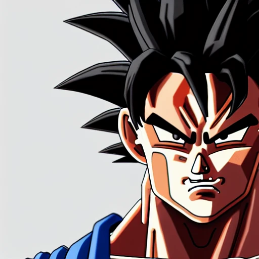 side close up portrait of goku detailed face, large muscles, 8 pecs, shiny, insanely realistic, chiseled jaw, very muscular, full body, dynamic standing pose, spotlight, cyberpunk city, wired, multicolored, vibrant high contrast, hyperrealistic, photografic, 8k, epic ambient light, octane render