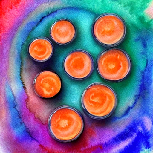 , Trippy, futuristic, orange pill, freedom scenario, Water Color