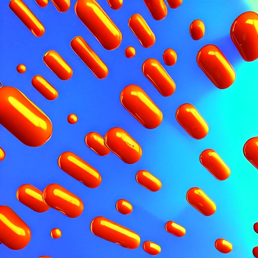 Trippy, futuristic, orange pill, 3D