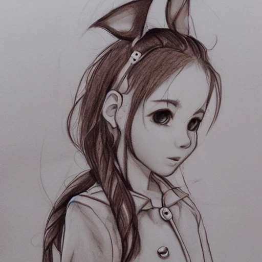 realistic:1.8, 1girl, solo, beautiful girl, wolf ears on girl, masterpiece, highest quality, looking at viewers, highres, indoors, detailed face and eyes, brown hair, short hair, silver eyes, necklace, sneakers, parka jacket, Pencil Sketch, Pencil Sketch, Water Color, Cartoon