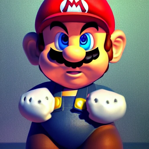 full body portrait of Super Mario detailed face, tall and big body, large muscles, 8 pecs, shiny, insanely realistic, chiseled jaw, very muscular, full body, dynamic standing pose, spotlight, cyberpunk city, wired, multicolored, vibrant high contrast, hyperrealistic, photografic, 8k, epic ambient light, octane render, 712 x 430