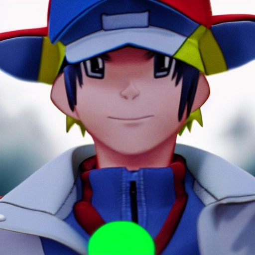 side close up portrait of ash Ketchum detailed face, wearing white and blue jacket with yellow lining, dark undershirt shirt, light washed jeans, and green gloves, large muscles, 8 pecs, shiny, insanely realistic, chiseled jaw, very muscular, full body, dynamic standing pose, spotlight, cyberpunk city, wired, multicolored, vibrant high contrast, hyperrealistic, photografic, 8k, epic ambient light, octane render, 712 x 430