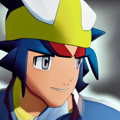 side close up portrait of ash Ketchum detailed face, wearing white and blue jacket with yellow lining, dark undershirt shirt, light washed jeans, and green gloves, large muscles, 8 pecs, shiny, insanely realistic, chiseled jaw, very muscular, full body, dynamic standing pose, spotlight, cyberpunk city, wired, multicolored, vibrant high contrast, hyperrealistic, photografic, 8k, epic ambient light, octane render, 712 x 430