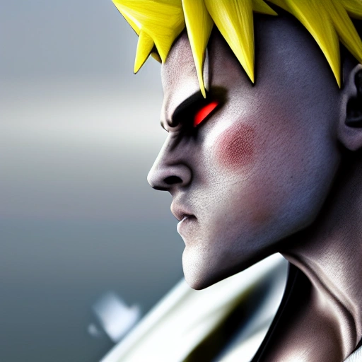 side close up portrait of Naruto detailed face, large muscles, 8 pecs, shiny, insanely realistic, chiseled jaw, very muscular, full body, dynamic standing pose, spotlight, cyberpunk city, wired, multicolored, vibrant high contrast, hyperrealistic, photografic, 8k, epic ambient light, octane render, 712 x 430