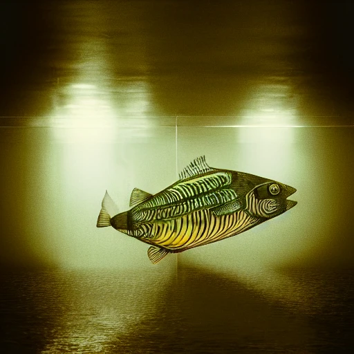 A fish at the end of a subway line,beeple,Richard Avedon,Acrylic,Sepia,Minoan, 3D