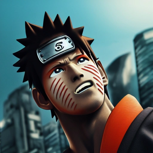 side close up portrait of Naruto, background, insanely realistic ,highly detailed face, large muscles, 8 pecs, shiny, insanely realistic, chiseled jaw, very muscular, full body, dynamic standing pose, spotlight, cyberpunk city, wired, multicolored, vibrant high contrast, hyperrealistic, photografic, 8k, epic ambient light, octane render, 712 x 430, 