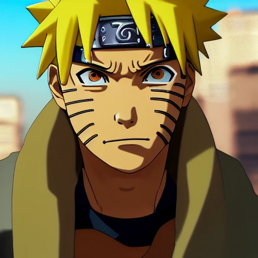 side close up portrait of Naruto, background, insanely realistic ,highly detailed face, large muscles, 8 pecs, shiny, insanely realistic, chiseled jaw, very muscular, full body, dynamic standing pose, spotlight, cyberpunk city, wired, multicolored, vibrant high contrast, hyperrealistic, photografic, 8k, epic ambient light, octane render, 712 x 430, 