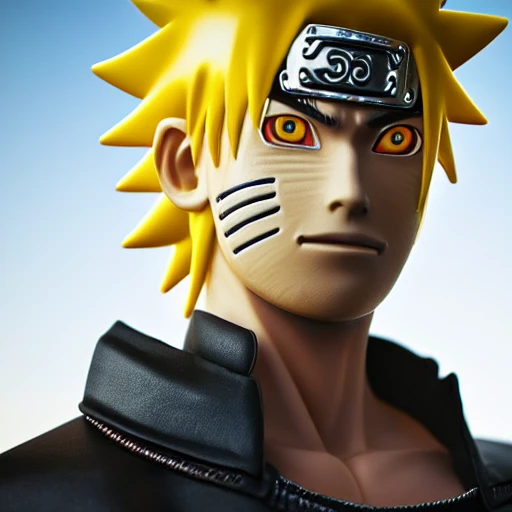 side close up portrait of Naruto, background, insanely realistic ,highly detailed face, large muscles, 8 pecs, shiny, insanely realistic, chiseled jaw, very muscular, full body, dynamic standing pose, spotlight, cyberpunk city, wired, multicolored, vibrant high contrast, hyperrealistic, photografic, 8k, epic ambient light, octane render, 712 x 430, 