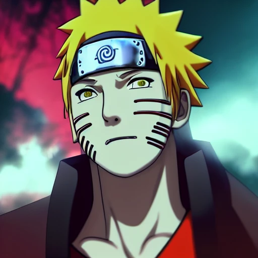 side close up portrait of Naruto, looking at camera, insanely re ...