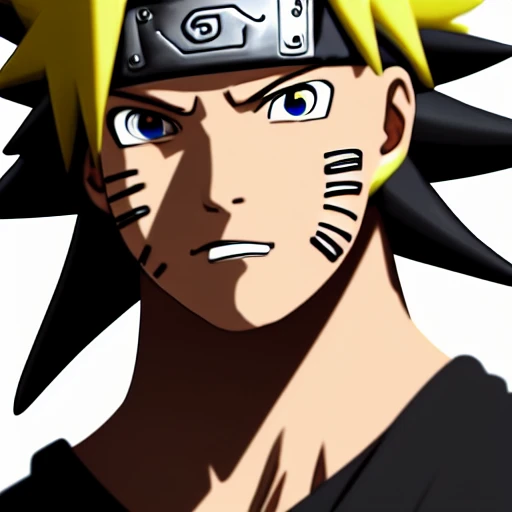 side close up portrait of Naruto, looking at camera, insanely realistic ,highly detailed face, large muscles, 8 pecs, shiny, insanely realistic, chiseled jaw, very muscular, full body, dynamic standing pose, spotlight, cyberpunk city, wired, multicolored, vibrant high contrast, hyperrealistic, photografic, 8k, epic ambient light, octane render, 712 x 430, 