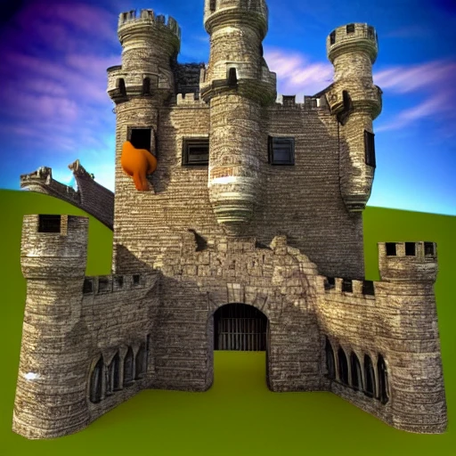 3D, castle, cute cat, eye