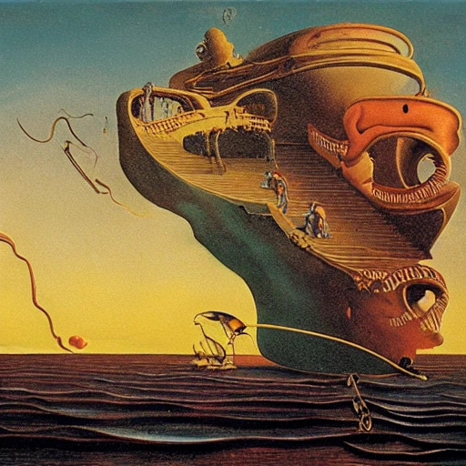 dali, deep sea, falling ship