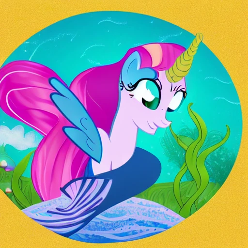 mermaid (My Little Pony), with a fish tale and fish fins, horse tale, showing full body, seahorse body, in the style of (The Little Mermaid) and the and the style of (Bonnie Zacherle), (Lisa Frank) a mermaid flying through space #aitextpromptgenerator #aitextpromptgen #aigentools, Visual Novel, Painting, Fine Art, Acrylic Paint, Splatter Paint, Spray Paint, Colorful, Neon, Electric Colors, High Contrast, Technicolor, 2D, flat, 4k, HD, HDR, Happy, Good, Divine, Perfectionism, De-Noise, Cel Shading, in a symbolic and meaningful style, insanely detailed and intricate, hypermaximalist, elegant, ornate, super detailed, symmetrical and coherent, centered, symmetry, painted, intricate, beautiful, rich deep colors masterpiece, sharp focus, ultra detailed, in the style of dan mumford and marc simonetti, perfect composition, beautiful, detailed intricate, insanely detailed, trending on artstation, 8 k artistic, concept art, soft natural volumetric cinematic perfect light, chiaroscuro, award - winning, masterpiece, oil painting, painting on smooth flat paper,  raphael, caravaggio, greg rutkowski, beeple, beksinski, giger[blurry, horse legs, photo, photography, 3d, canvas, canvas frame texture, Ugly, Morbid, Extra fingers, Poorly drawn hands, Mutation, Blurry, Extra limbs, Gross proportions, Missing arms, Mutated hands, Long neck, Duplicate, Mutilated, Mutilated hands, Poorly drawn face, Deformed, Bad anatomy, Cloned face, Malformed limbs, Missing legs, Too many fingers]