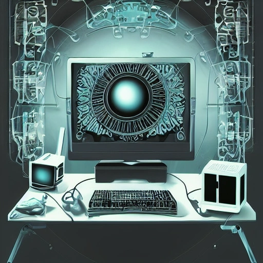 computer hacker art, Detailed and Intricate, Surrealist CGI, Digital Art, Hard Edge Painting, Very highly detailed