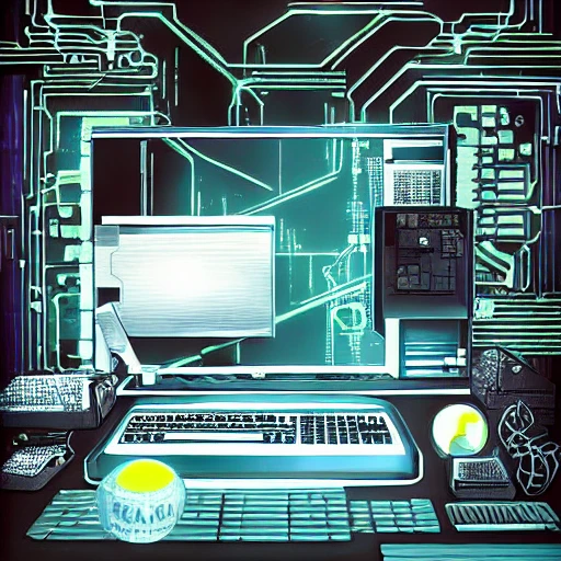 computer hacker art, Detailed and Intricate, Surrealist CGI, Digital Art, Hard Edge Painting, Very highly detailed