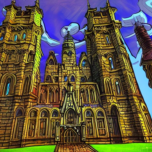 , Trippy, 3D, Cartoon,medieval towers
