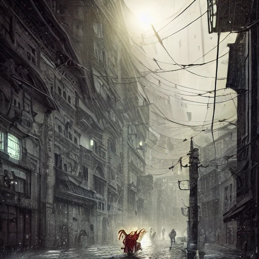 street in abonded city at night, perfect composition, beautiful detailed intricate insanely detailed octane render trending on artstation, 8 k artistic photography, photorealistic concept art, soft natural volumetric cinematic perfect light, chiaroscuro, award - winning photograph, masterpiece, oil on canvas, raphael, caravaggio, greg rutkowski, beeple, beksinski, giger