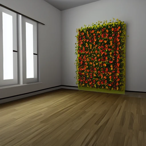 empty room with flowers, 3D