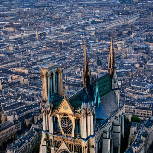 Notre dame flying in the sky