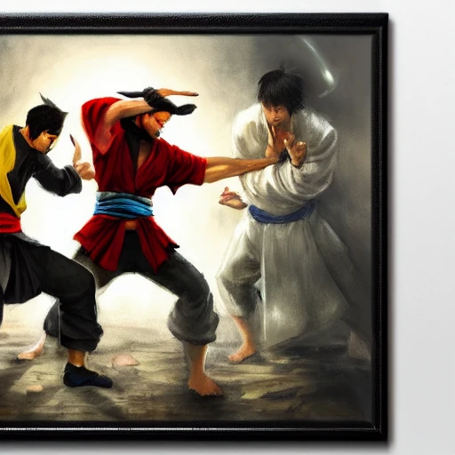 kung fu battle assassin's creed vs Pikachu, Delacroix style, Oil Painting, 3D