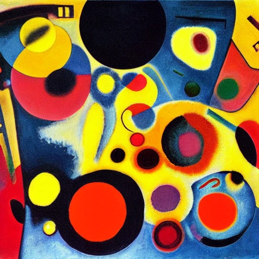 Red, yellow, orange circles, By Wassily Kandinsky