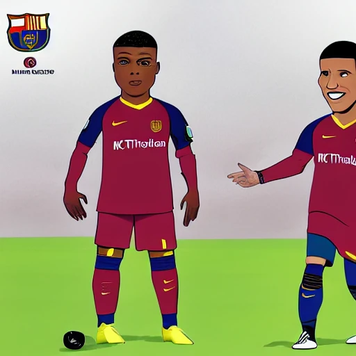 Kylian Mbappé is face to face to Lionel Messi, they are in the World Cup Qatar 2022 final, Cartoon