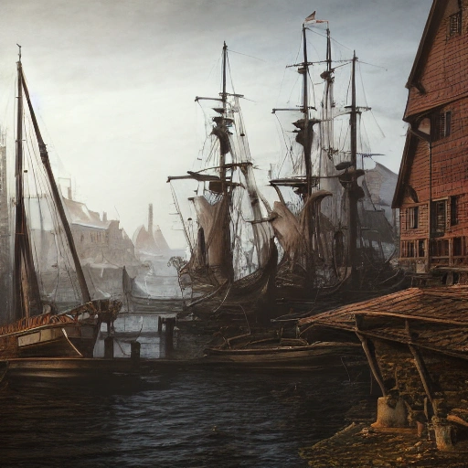 16th century shipyard in misty morning light, perfect composition, beautiful detailed intricate insanely detailed octane render trending on artstation, 8 k artistic photography, photorealistic concept art, soft natural volumetric cinematic perfect light, masterpiece, Raphael, Caravaggio, Wyeth