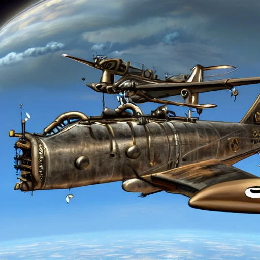 steampunk, aircraft, space, realistic
