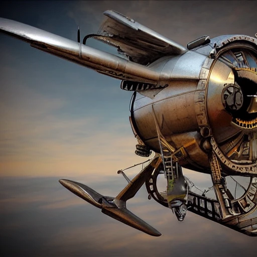 steampunk, aircraft, space, realistic
