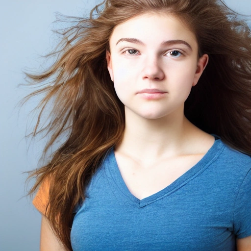 realistic portrait of a young teen girl