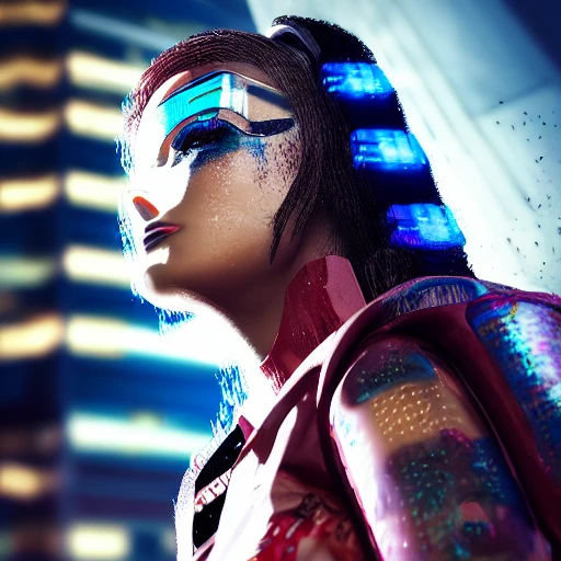 side close up portrait of 1 cyberpunk beautiful whore, detailed face, spotlight, cyberpunk city, wired, multicolored, vibrant high contrast, hyperrealistic, photografic, 8k, epic ambient light, octane render