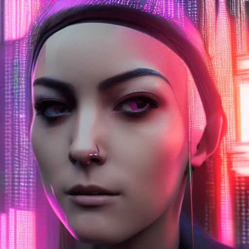 side close up portrait of 1 cyberpunk girl, detailed face, spotlight, cyberpunk city, wired, multicolored, vibrant high contrast, hyperrealistic, photografic, 8k, epic ambient light, octane render