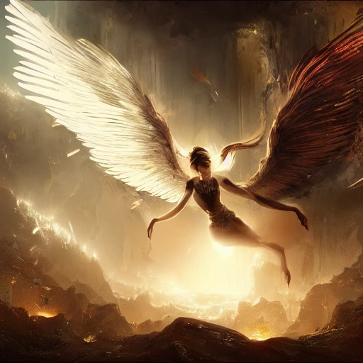 angel  card  environment, complex, maximalist, spectacular details, 8K, concept art, cinematic, atmospheric, epic composition, dramatic light, +  high contrast 