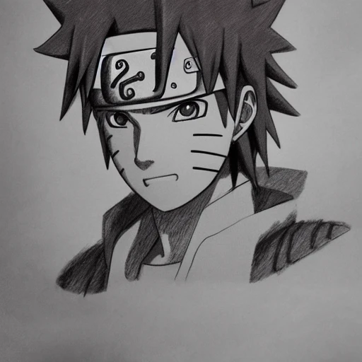 Pencil sketch of Naruto