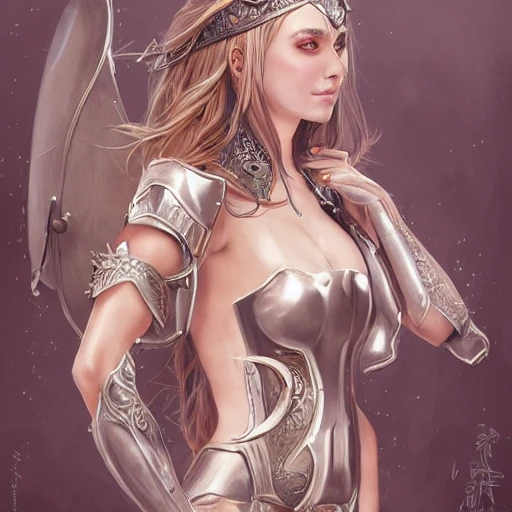 bunny ears, long hair, seashell warrior queen, full body, beautiful face, character concept art, covered in full leather armor, art nouveau, super powers, fantasy, intricate, elegant, highly detailed, digital painting, artstation, concept art, shining, sharp focus, illustration, art by stanley lau