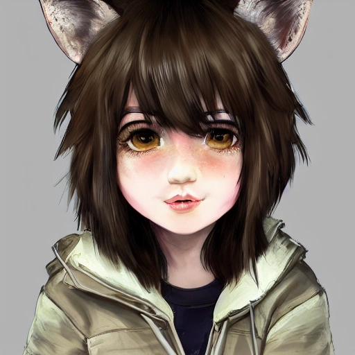 realistic:1.8, 1girl, solo, beautiful girl, wolf ears on girl, masterpiece, highest quality, looking at viewers, highres, indoors, detailed face and eyes, brown hair, short hair, silver eyes, necklace, sneakers, parka jacket {
"Seed": 44506,
"Scale": 11.03,
"Steps": 28,
"Img Width": 512,
"Img Height": 768,
"model_version": "DiffusionBeecustom_HassanBlend1_fp16",
"Negative Prompt": "lowres, bad anatomy, bad hands, text, error, missing fingers, extra digit, fewer digits, cropped, worst quality, low quality, normal quality, jpeg artifacts, signature, watermark, username, blurry, out of focus, censorship, ugly, old, deformed, amateur drawing, odd, fat, morphing, black and white, bra"
}