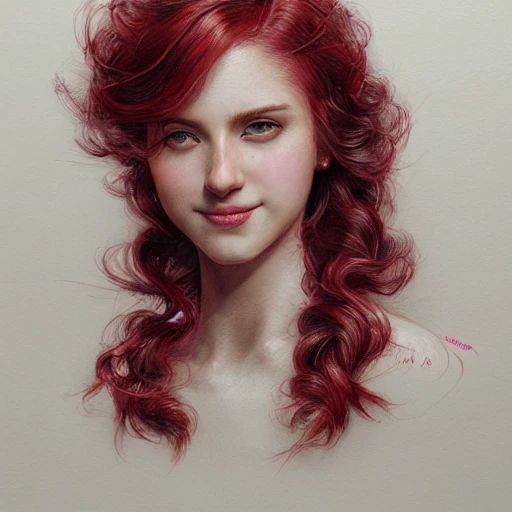 Crowdsourced AI Art - plum red hair 