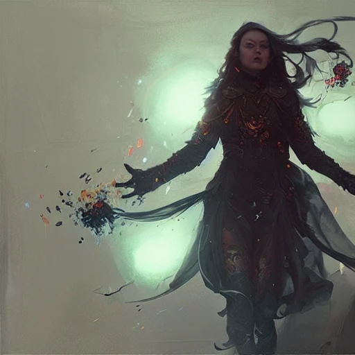 full body, beautiful face, witch, fireworks, intricate, sharp focus, illustration, highly detailed, digital painting, concept art, matte, art by ruan jia and wlop and greg rutkowski, masterpiece 