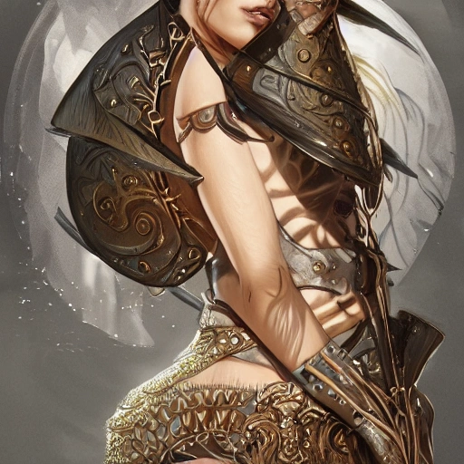 seashell warrior queen, full body, beautiful face, character concept art, covered in full leather armor, art nouveau, super powers, fantasy, intricate, elegant, highly detailed, digital painting, artstation, concept art, shining, sharp focus, illustration, art by stanley lau
