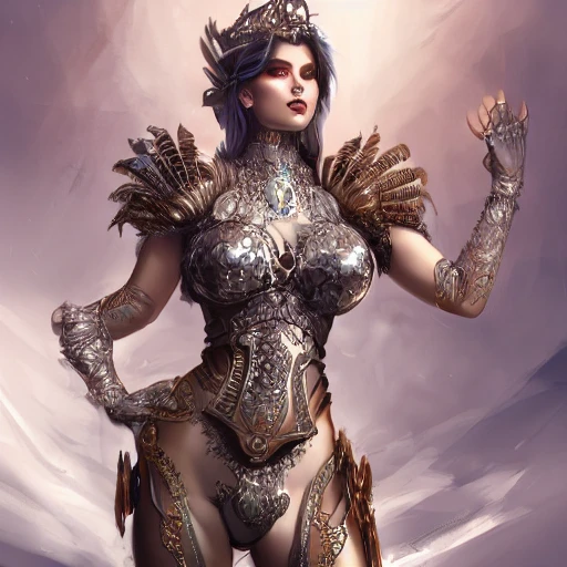 seashell warrior queen, full body, beautiful face, character concept art, covered in full leather armor, art nouveau, super powers, fantasy, intricate, elegant, highly detailed, digital painting, artstation, concept art, shining, sharp focus, illustration, art by stanley lau
