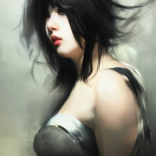 Ruan Jia, cyber, night, high detail face, high detail body, black hair, young and cute, 4K, light and shadow, realism