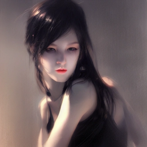 Ruan Jia, cyber, night, high detail face, high detail body, blac ...