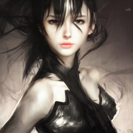 Ruan Jia, cyber, night, high detail face, high detail body, black hair, young and cute, 4K, light and shadow, realism