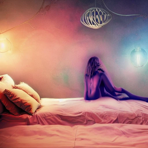 somebody in a bed dreaming fantasy art, deep color, 8k ultra